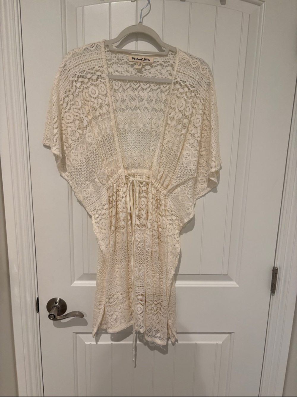 Michael Stars Cream Crochet Drawstring Kimono Cover-Up